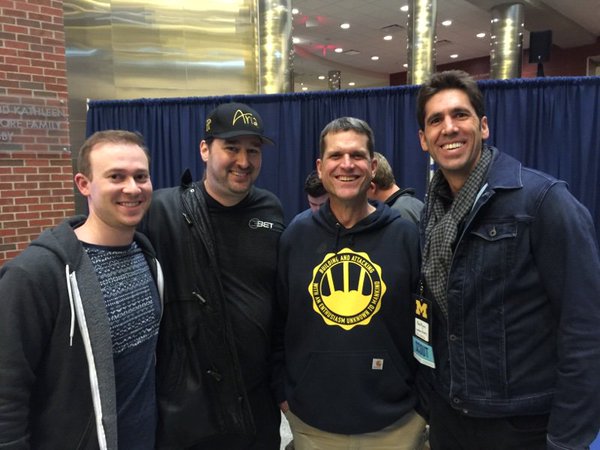 Phil Hellmuth Rubbing Off on Michigan Football Coach Jim Harbaugh