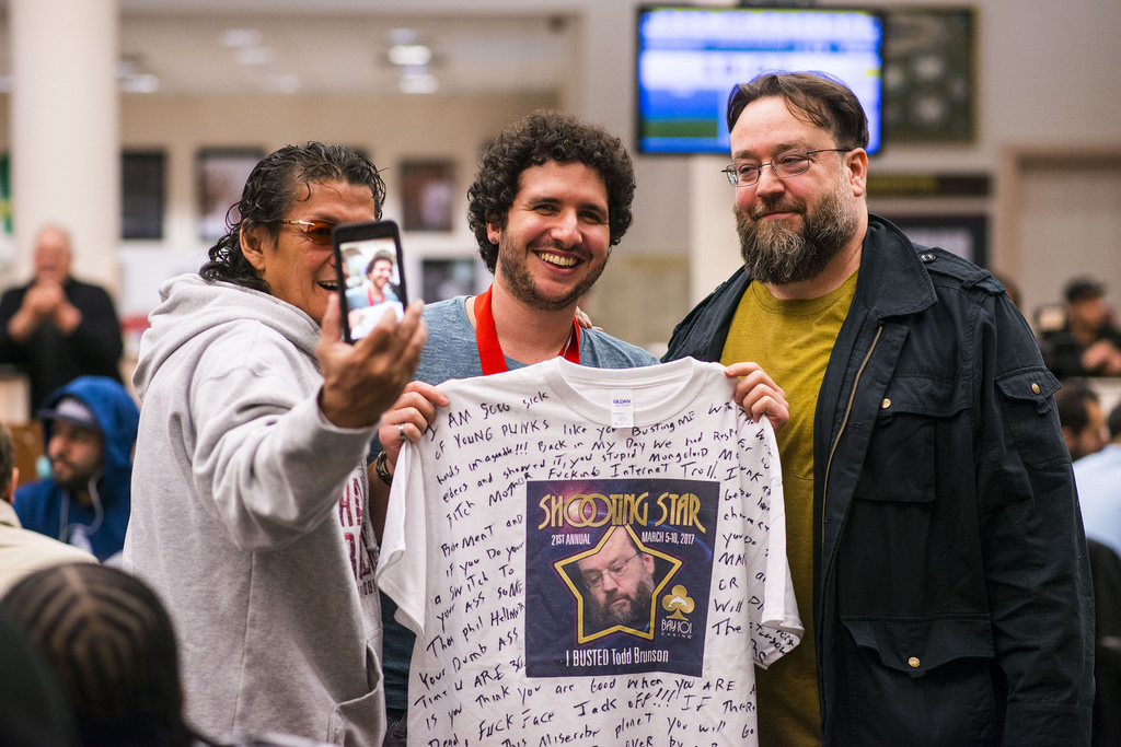 Chip Leader Eddy Sabat Knocks Out Bounty Player Todd Brunson on 2017 WPT Bay 101 Day One