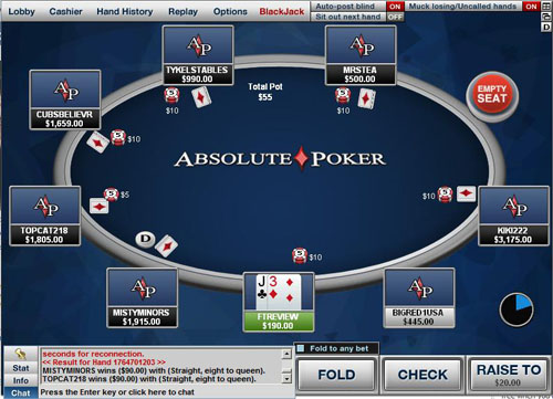 Absolute Poker Ultimate Bet GCG payouts