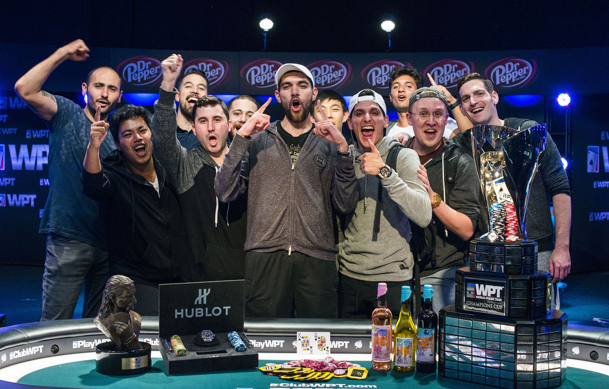Art Papazyan and crew after winning the 2017 WPT Legends of Poker