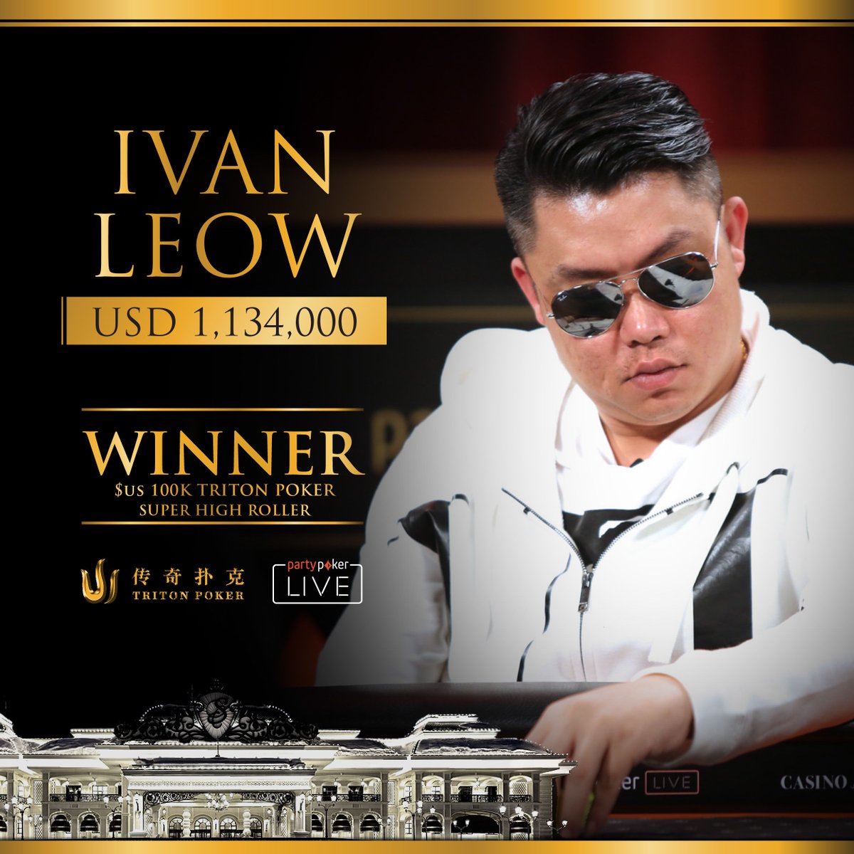 Ivan Leow Wins Triton Poker Super High Roller in Sochi for $1.1 Million