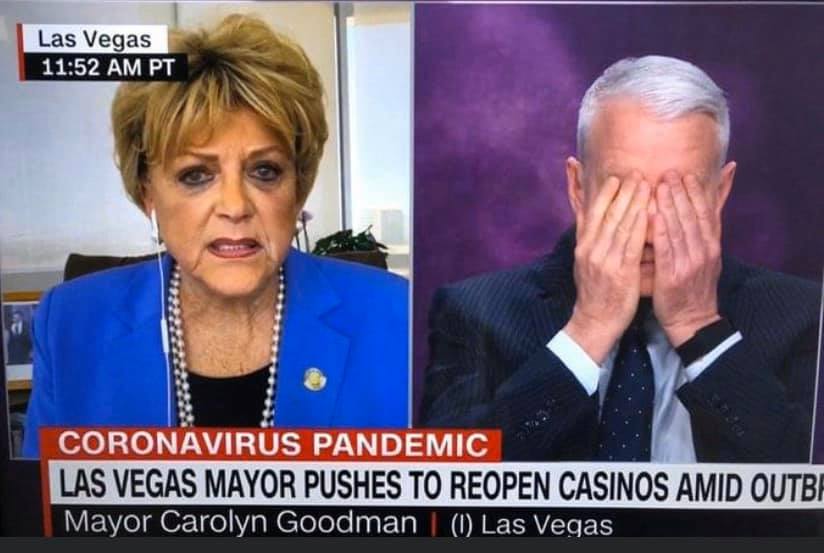 Vegas Mayor Calls for Casinos to Reopen in Train Wreck Interview on CNN