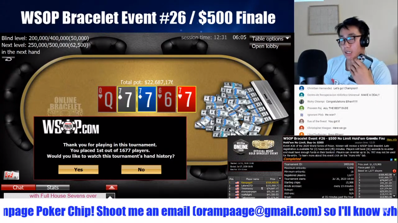 Low-Stakes Poker Vlogger Wins WSOP Bracelet While Streaming on YouTube