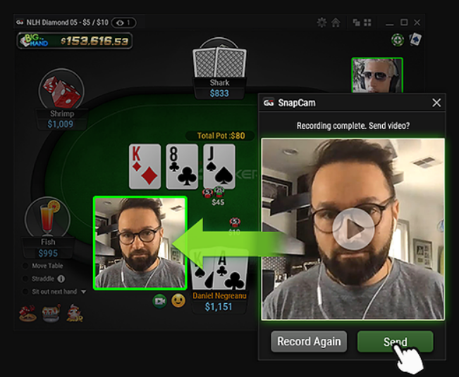 GGPoker’s New SnapCam Feature Allows Players to Send Short Videos to Opponents