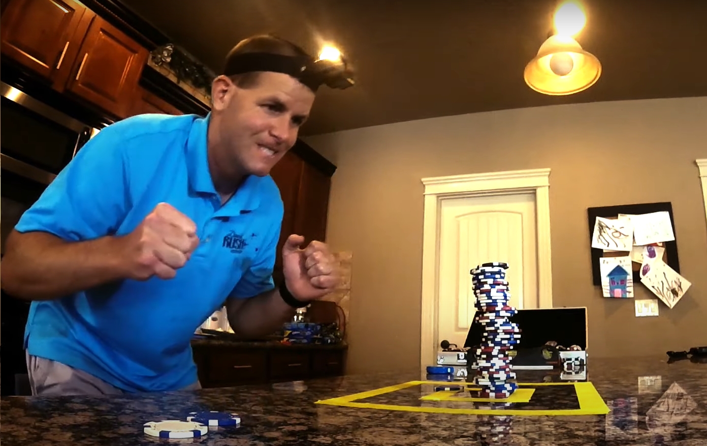 David Rush Raises it Up, Sets Chip Stacking World Record (VIDEO)