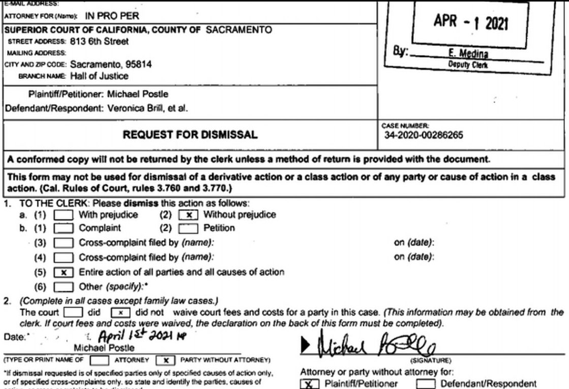 Mike Postle Folds: He Now Wants to Drop His $330 Million Libel Suit vs. Brill, Witteles, et al.