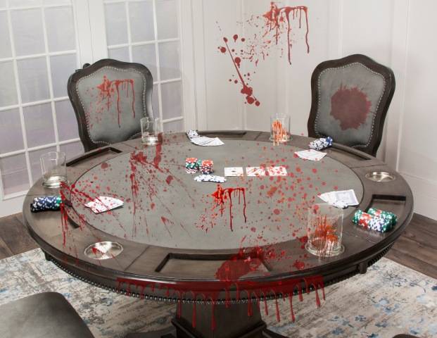 Blood on poker table
