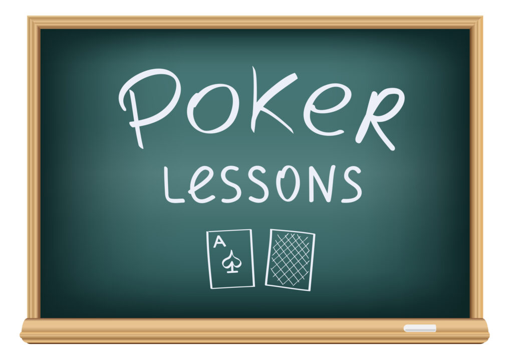 poker lessons written on chalkboard