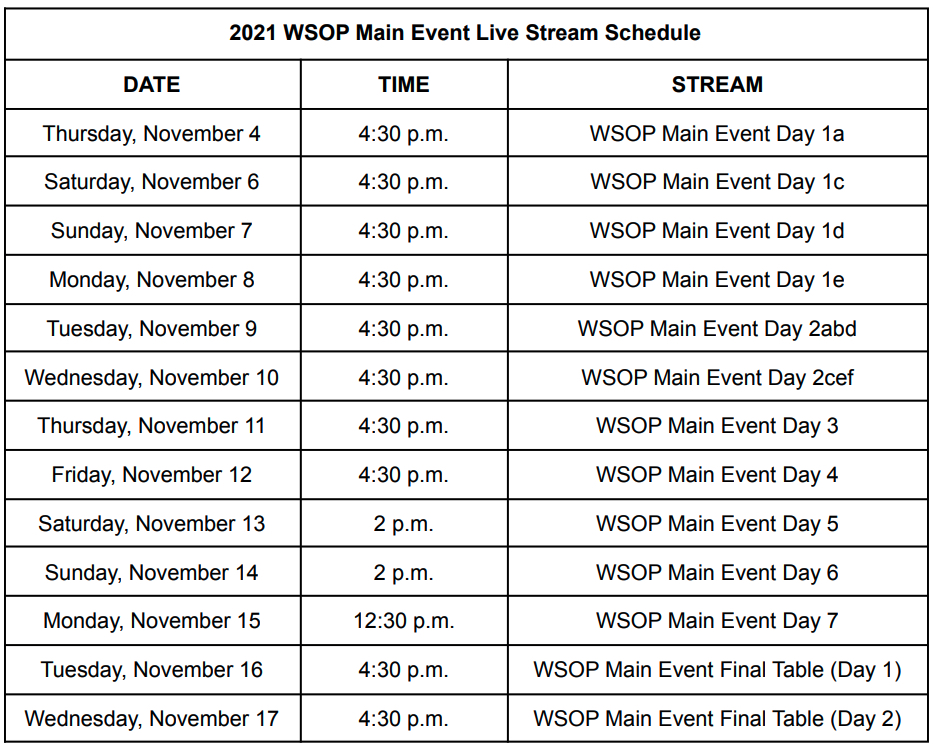 wsop livestream schedule