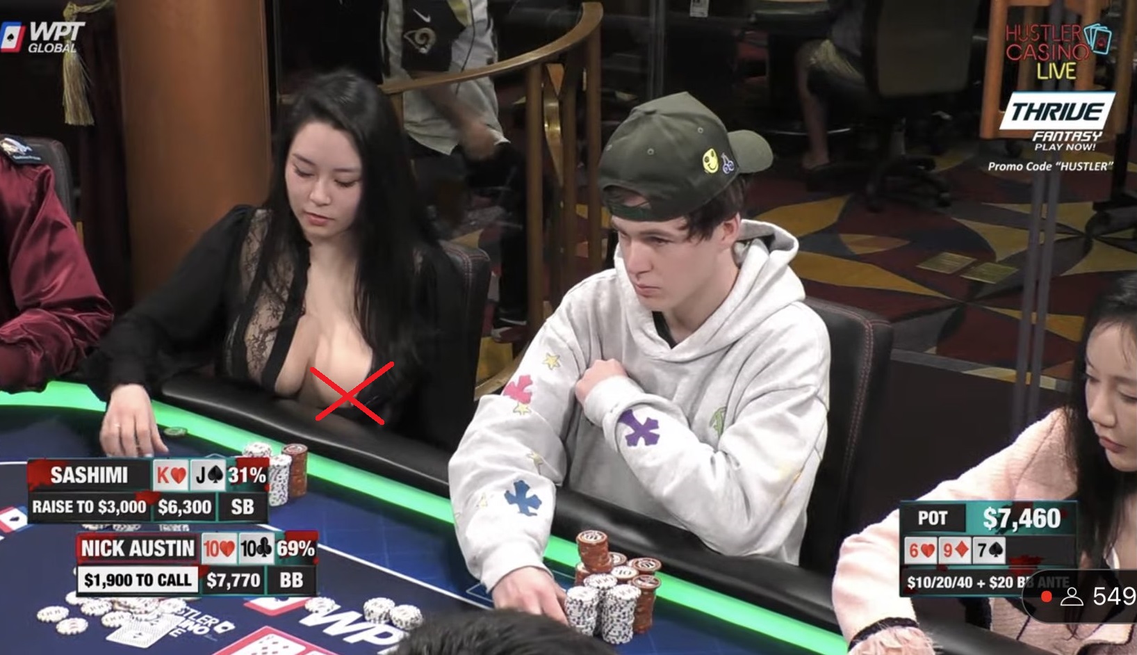 Sashimi Poker Exposed on ‘Hustler Casino Live,’ Nip Slip Sets Twitter Alight