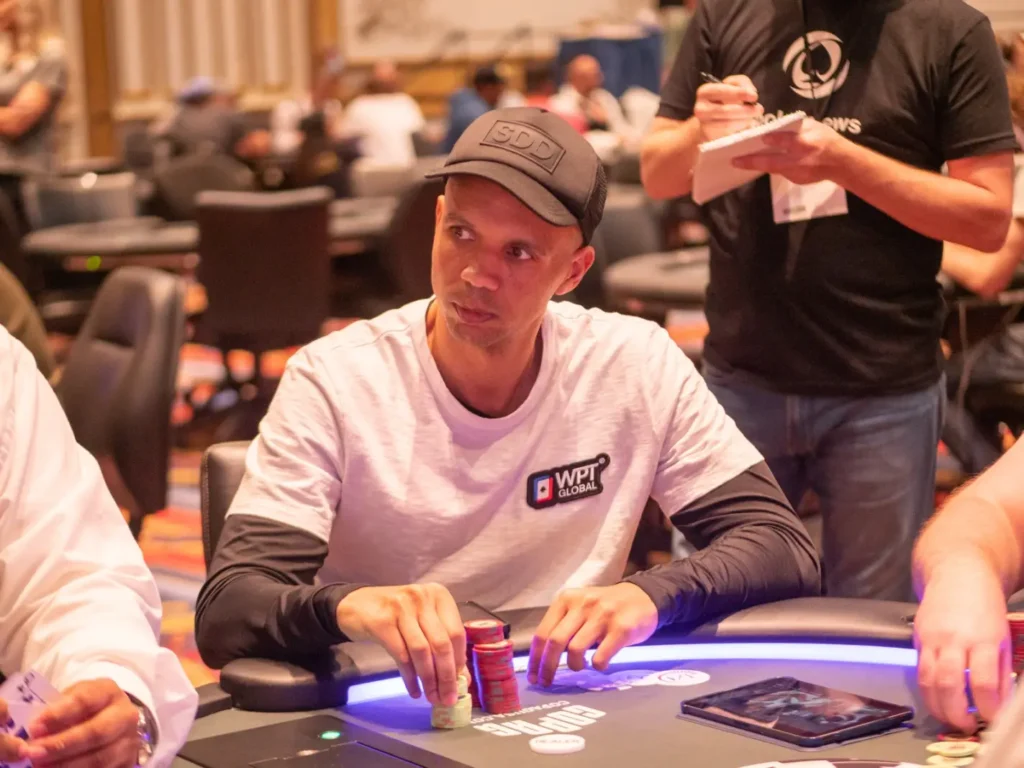 Poker pro Phil Ivey stares down an opponent