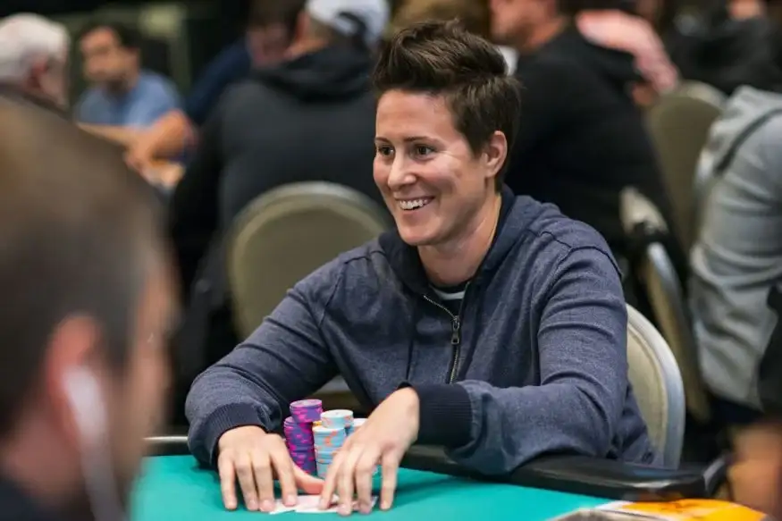 Vanessa Selbst, the most successful female poker player, pictured at the poker table.